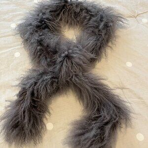 Gorgeous 100% grey Mongolian Lamb scarf